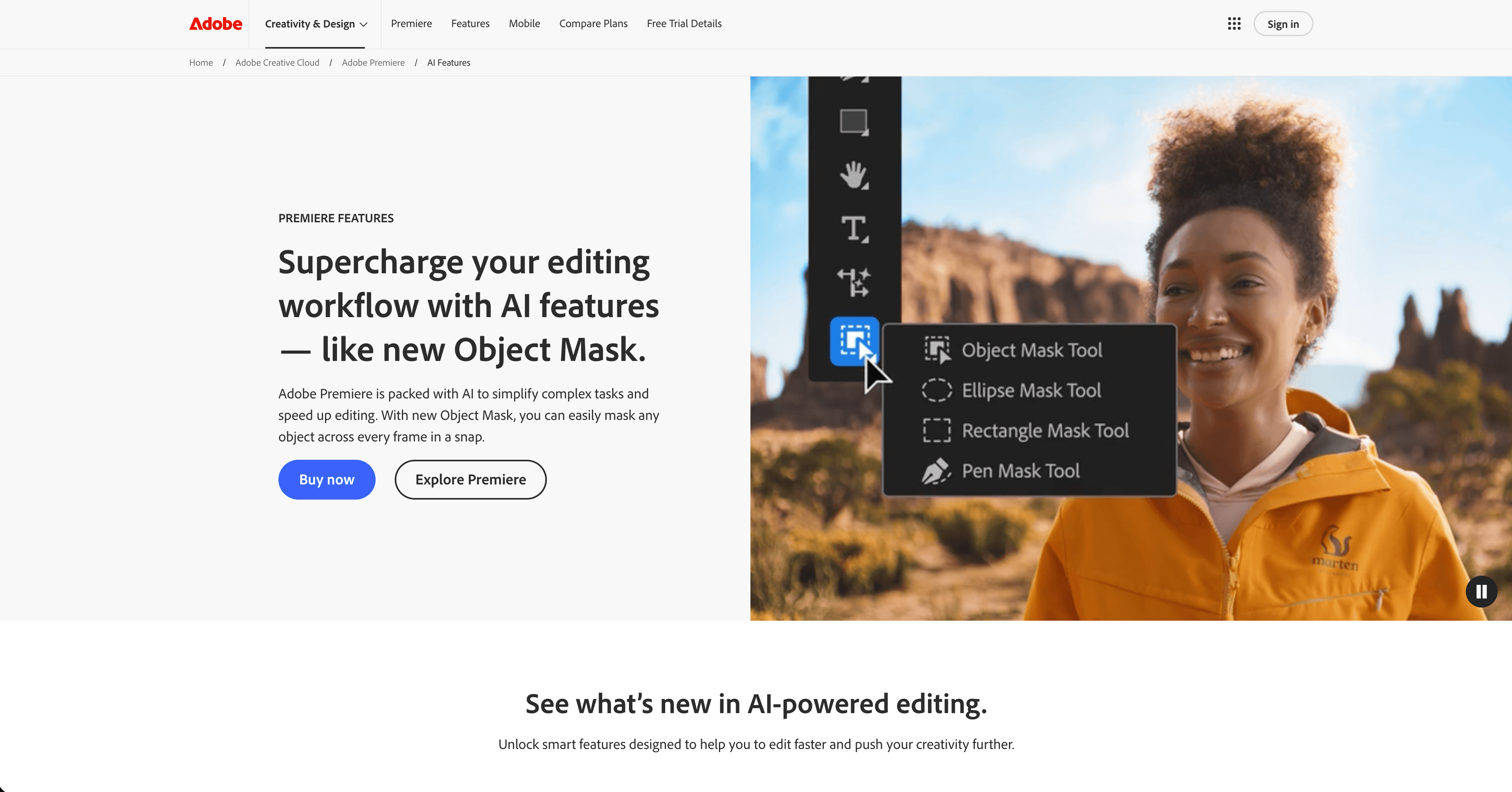Adobe Premiere Pro KI-Videobearbeitungsfunktionen