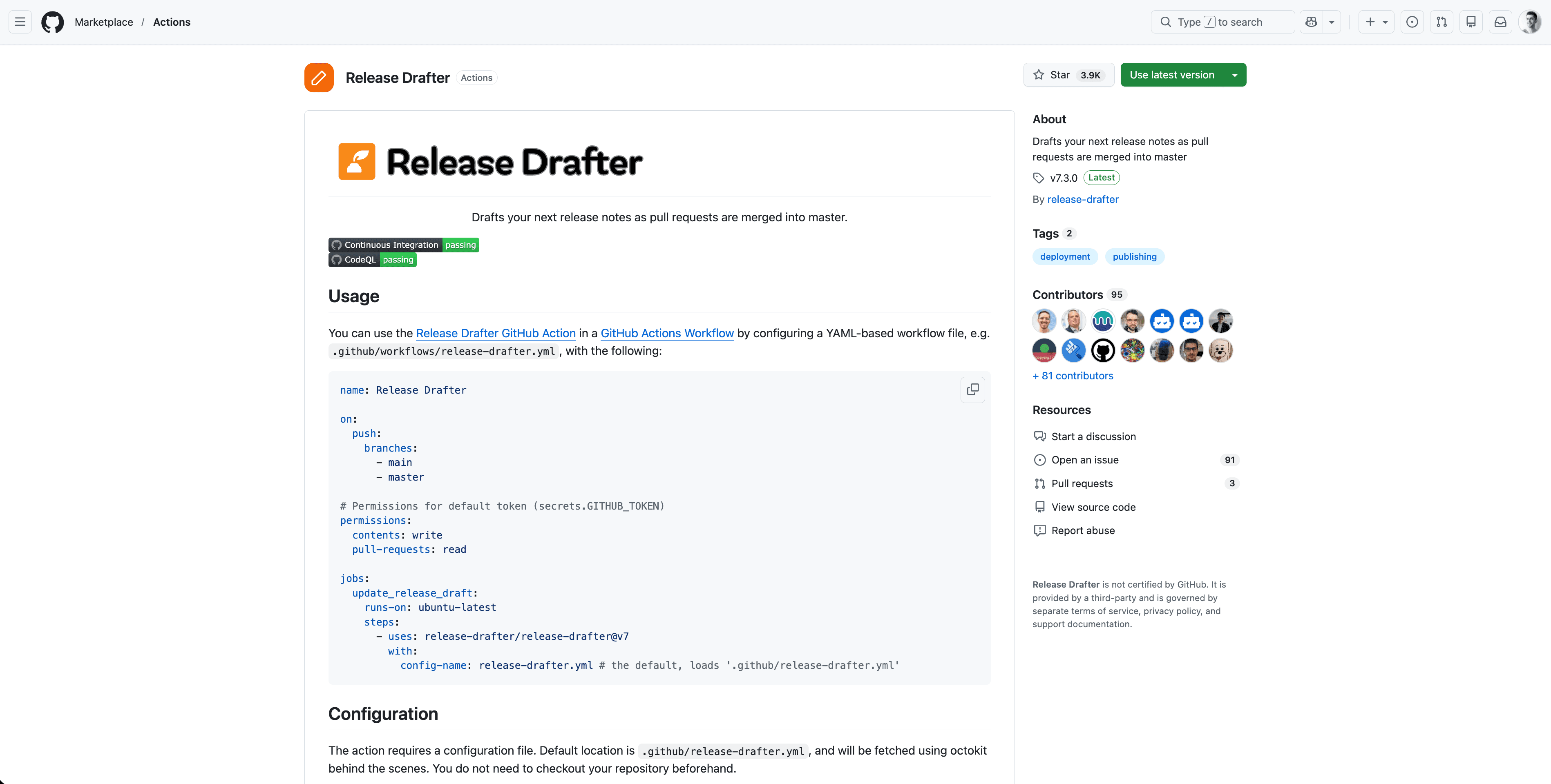 Release Drafter GitHub Action