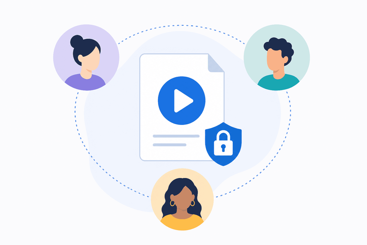 Team arbeitet sicher an gemeinsamen Tutorial-Videos zusammen