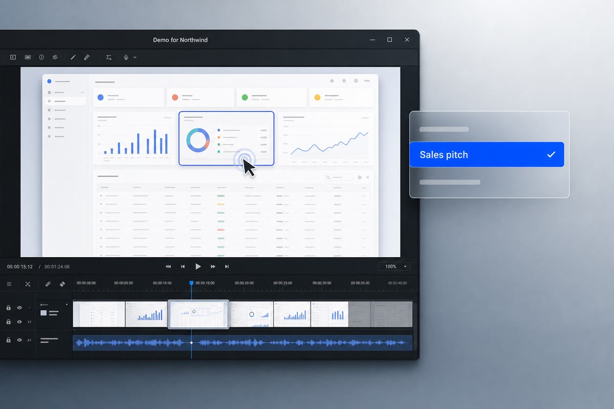 Eine personalisierte Produktdemo für Northwind im Clevera-Editor, Sales-Pitch ausgewählt