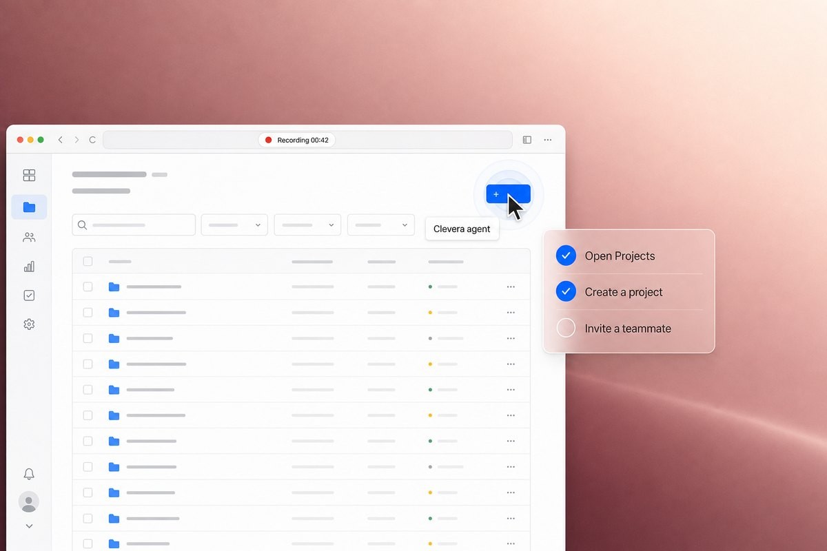 Der Clevera-Agent zeichnet eine Web-App mit einer Aufgaben-Checkliste auf