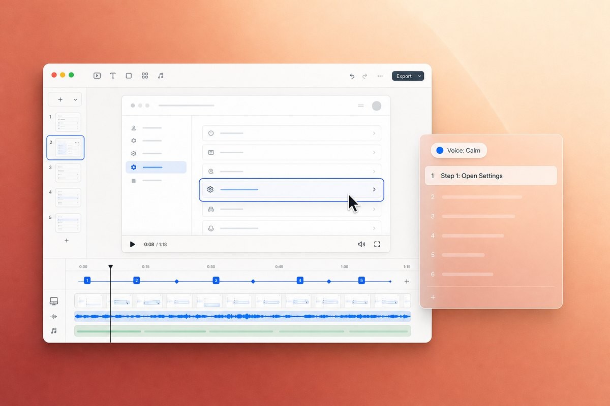 Ein Tutorial-Editor mit einem Voice-over-Skript